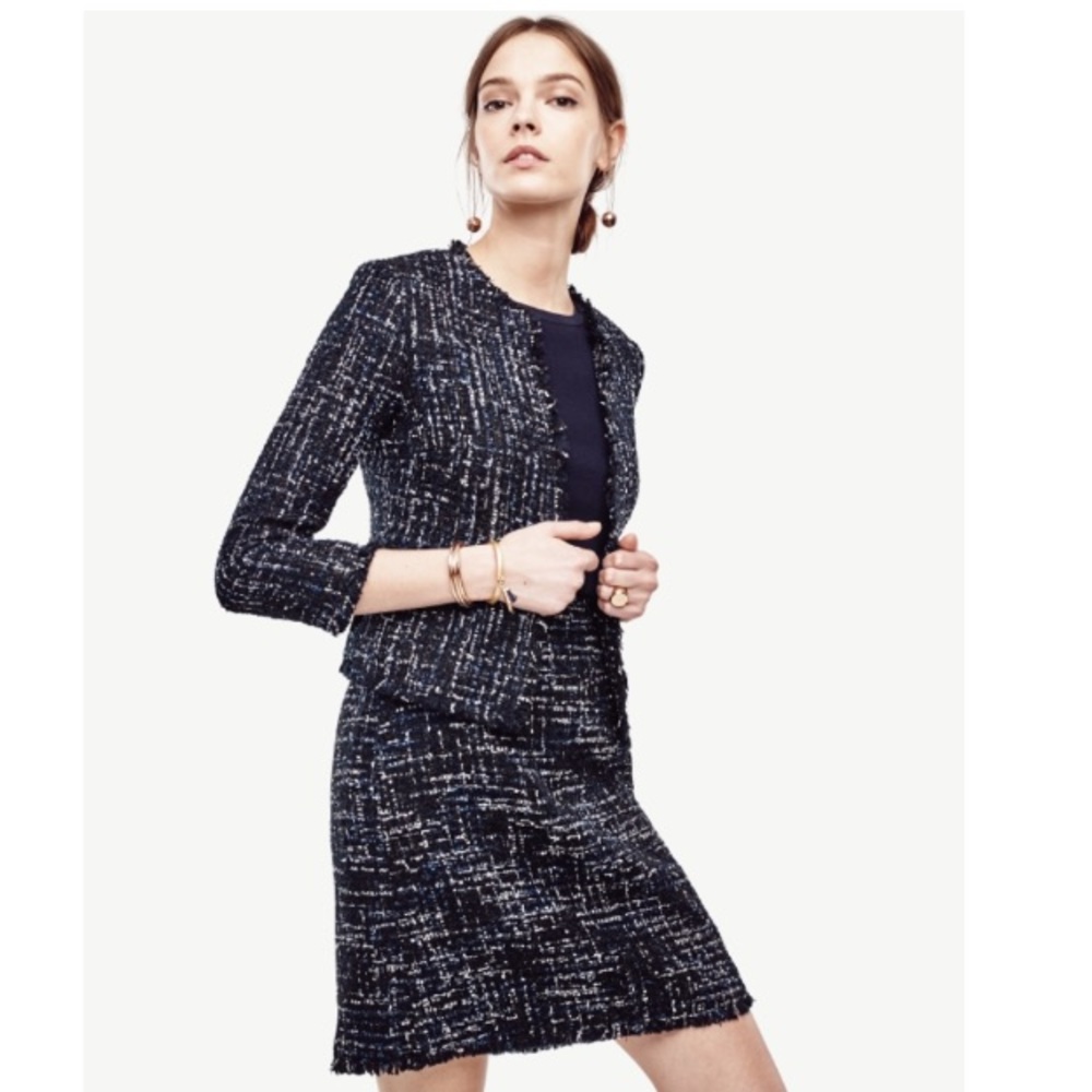 Ann Taylor Navy Tweed Blazer
